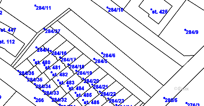 Parcela st. 284/6 v KÚ Doudleby, Katastrální mapa