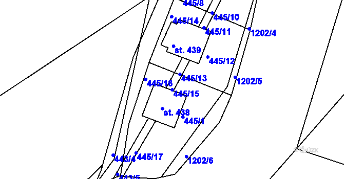 Parcela st. 445/15 v KÚ Doudleby, Katastrální mapa