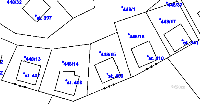 Parcela st. 448/15 v KÚ Doudleby, Katastrální mapa