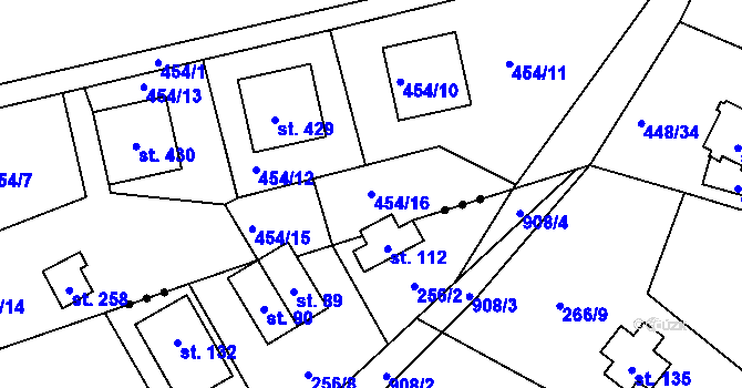 Parcela st. 454/16 v KÚ Doudleby, Katastrální mapa