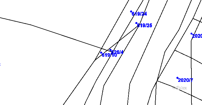 Parcela st. 619/10 v KÚ Doudleby, Katastrální mapa