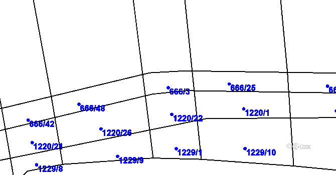 Parcela st. 666/3 v KÚ Doudleby, Katastrální mapa