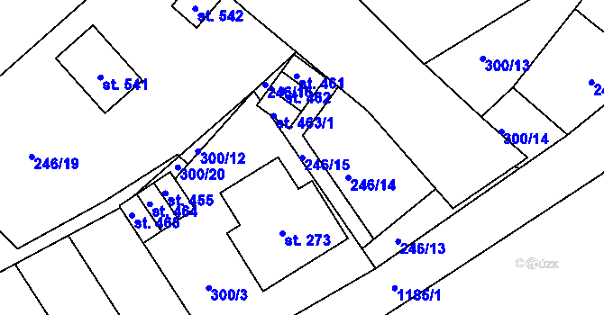 Parcela st. 246/15 v KÚ Doudleby, Katastrální mapa