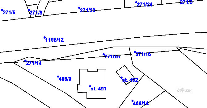 Parcela st. 271/15 v KÚ Doudleby, Katastrální mapa