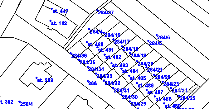Parcela st. 482 v KÚ Doudleby, Katastrální mapa