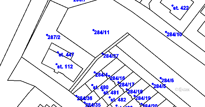 Parcela st. 284/37 v KÚ Doudleby, Katastrální mapa