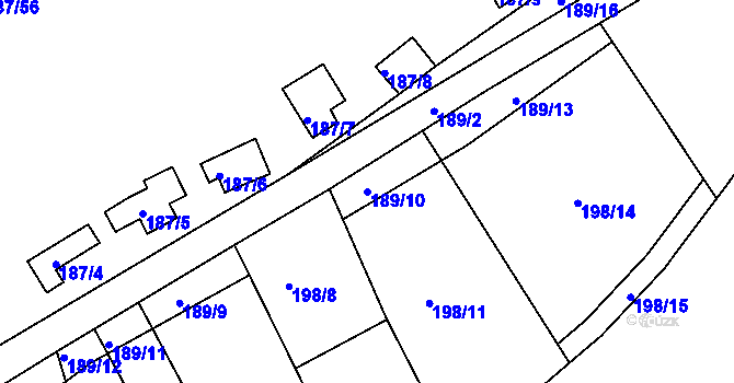 Parcela st. 189/10 v KÚ Doudleby, Katastrální mapa