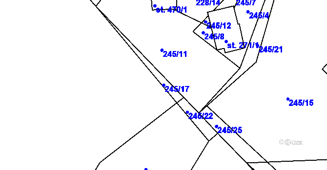 Parcela st. 245/17 v KÚ Doudleby, Katastrální mapa