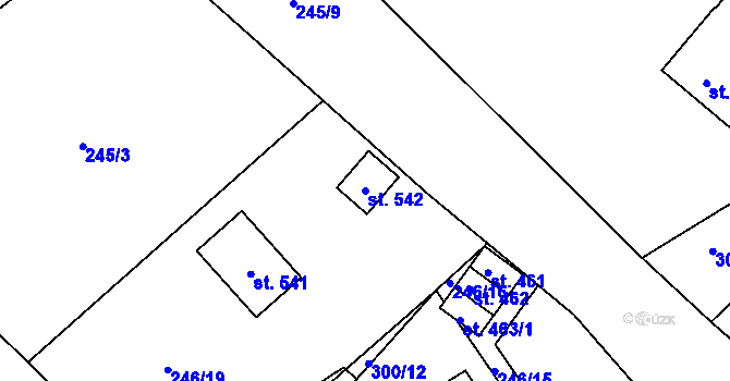 Parcela st. 542 v KÚ Doudleby, Katastrální mapa