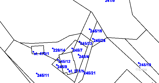 Parcela st. 245/23 v KÚ Doudleby, Katastrální mapa