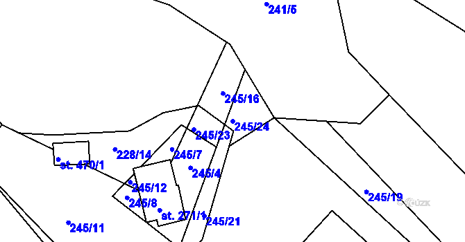 Parcela st. 245/24 v KÚ Doudleby, Katastrální mapa