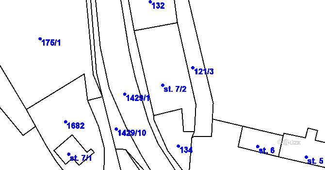 Parcela st. 7/2 v KÚ Doudleby nad Orlicí, Katastrální mapa
