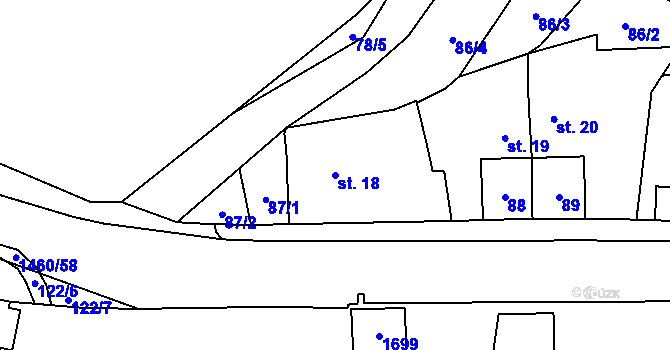 Parcela st. 18 v KÚ Doudleby nad Orlicí, Katastrální mapa