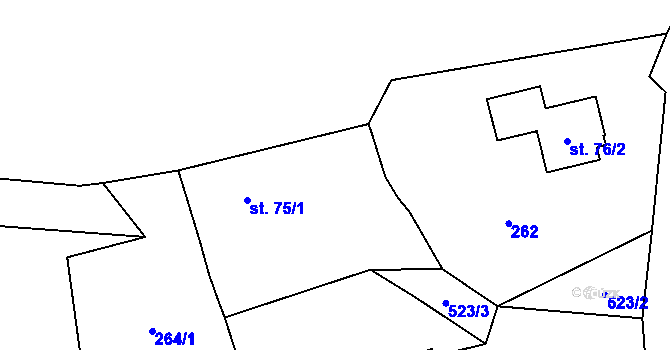 Parcela st. 75/2 v KÚ Doudleby nad Orlicí, Katastrální mapa