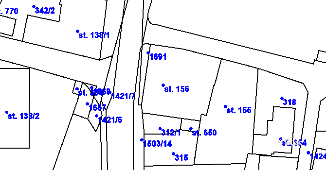 Parcela st. 156 v KÚ Doudleby nad Orlicí, Katastrální mapa