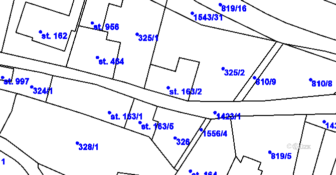 Parcela st. 163/2 v KÚ Doudleby nad Orlicí, Katastrální mapa