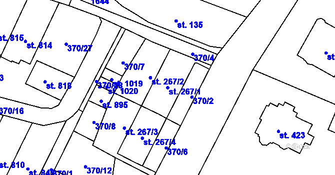 Parcela st. 267/1 v KÚ Doudleby nad Orlicí, Katastrální mapa