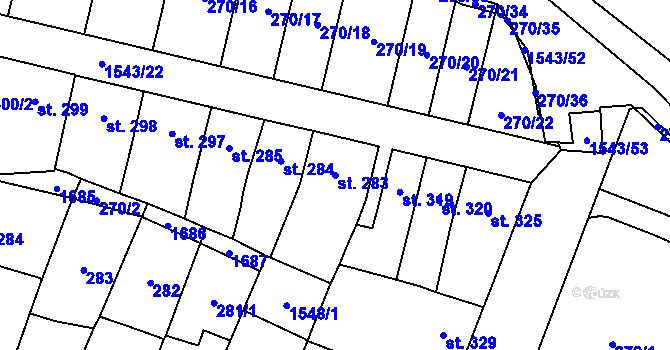 Parcela st. 283 v KÚ Doudleby nad Orlicí, Katastrální mapa