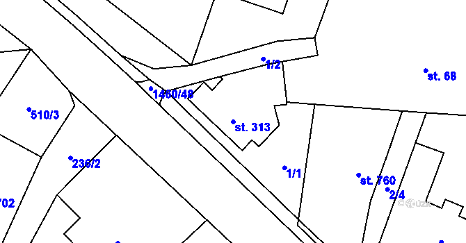 Parcela st. 313 v KÚ Doudleby nad Orlicí, Katastrální mapa