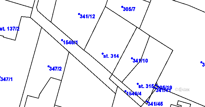Parcela st. 314 v KÚ Doudleby nad Orlicí, Katastrální mapa