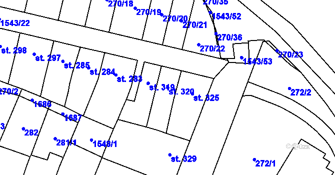 Parcela st. 320 v KÚ Doudleby nad Orlicí, Katastrální mapa
