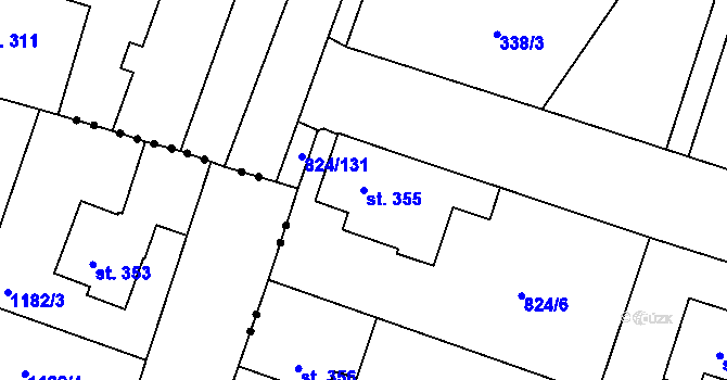 Parcela st. 355 v KÚ Doudleby nad Orlicí, Katastrální mapa