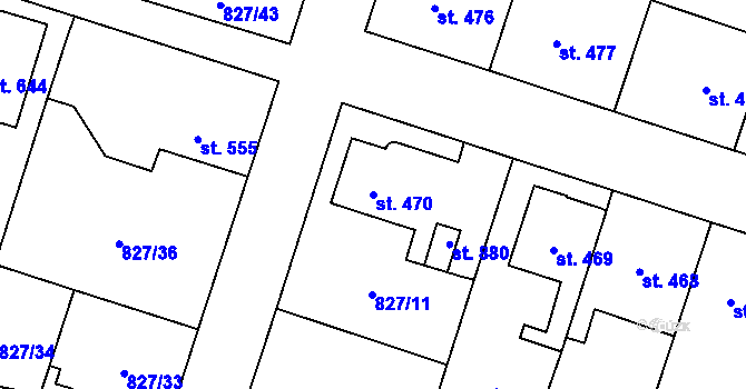Parcela st. 470 v KÚ Doudleby nad Orlicí, Katastrální mapa