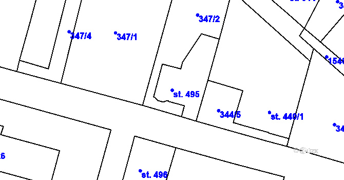 Parcela st. 495 v KÚ Doudleby nad Orlicí, Katastrální mapa