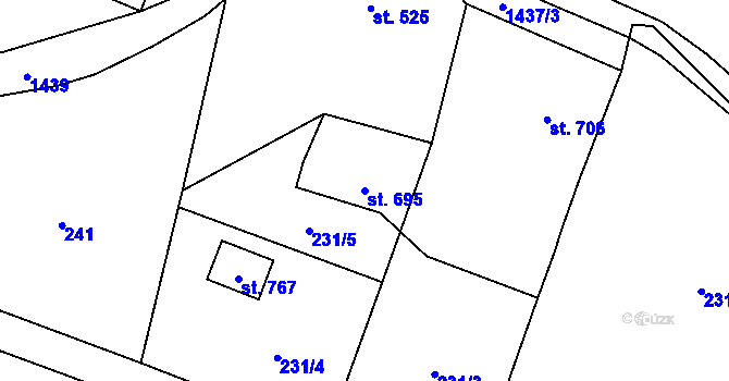 Parcela st. 695 v KÚ Doudleby nad Orlicí, Katastrální mapa