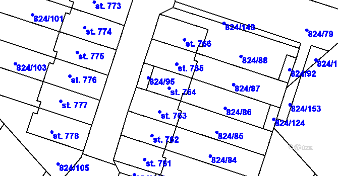 Parcela st. 764 v KÚ Doudleby nad Orlicí, Katastrální mapa