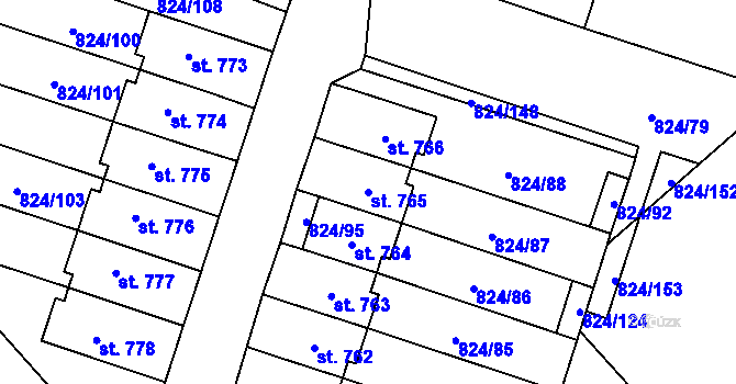 Parcela st. 765 v KÚ Doudleby nad Orlicí, Katastrální mapa