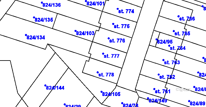 Parcela st. 777 v KÚ Doudleby nad Orlicí, Katastrální mapa