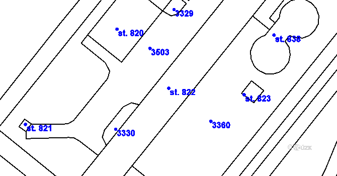Parcela st. 822 v KÚ Doudleby nad Orlicí, Katastrální mapa