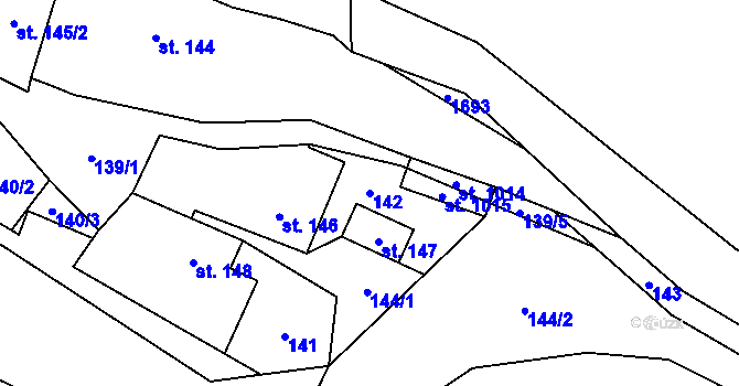 Parcela st. 142 v KÚ Doudleby nad Orlicí, Katastrální mapa