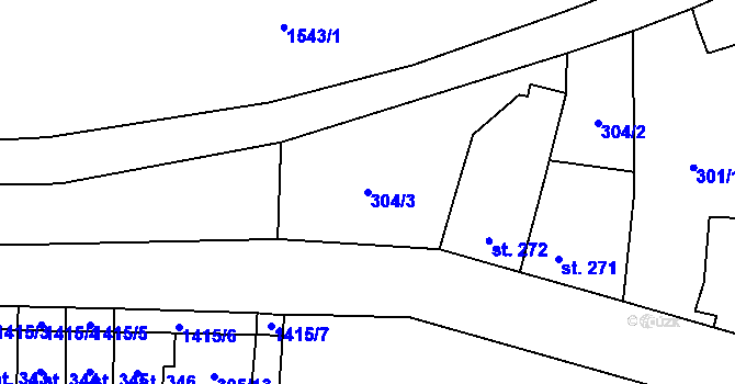 Parcela st. 304/3 v KÚ Doudleby nad Orlicí, Katastrální mapa