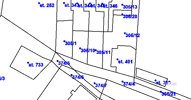 Parcela st. 305/11 v KÚ Doudleby nad Orlicí, Katastrální mapa