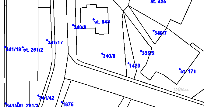 Parcela st. 340/8 v KÚ Doudleby nad Orlicí, Katastrální mapa