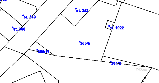 Parcela st. 365/5 v KÚ Doudleby nad Orlicí, Katastrální mapa