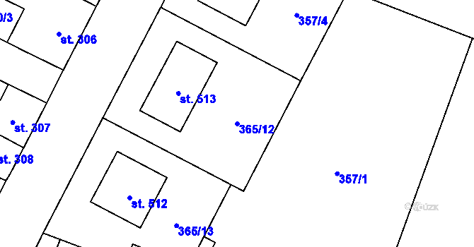 Parcela st. 365/12 v KÚ Doudleby nad Orlicí, Katastrální mapa