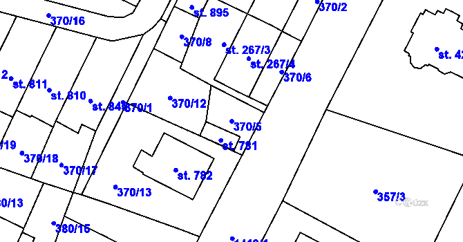 Parcela st. 370/5 v KÚ Doudleby nad Orlicí, Katastrální mapa