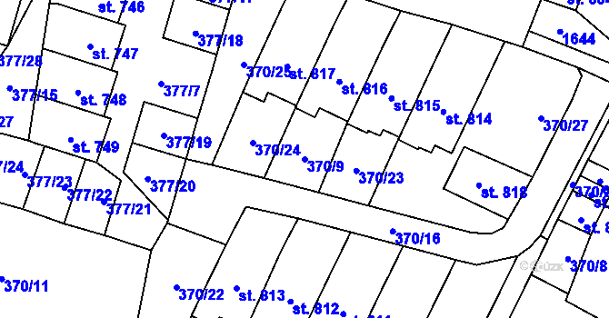 Parcela st. 370/9 v KÚ Doudleby nad Orlicí, Katastrální mapa