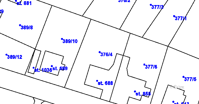 Parcela st. 376/4 v KÚ Doudleby nad Orlicí, Katastrální mapa