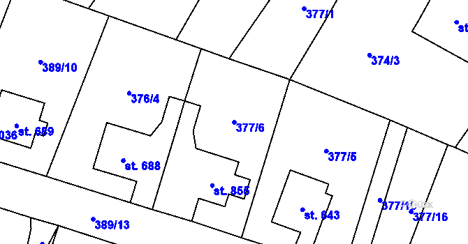 Parcela st. 377/6 v KÚ Doudleby nad Orlicí, Katastrální mapa