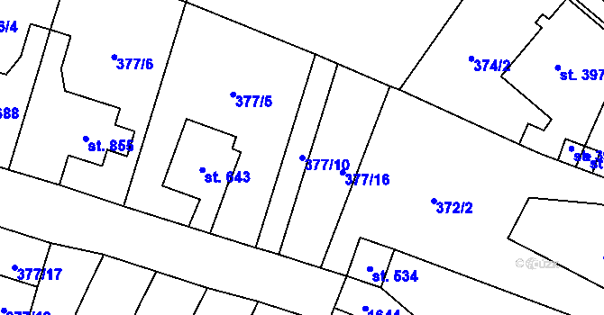 Parcela st. 377/10 v KÚ Doudleby nad Orlicí, Katastrální mapa