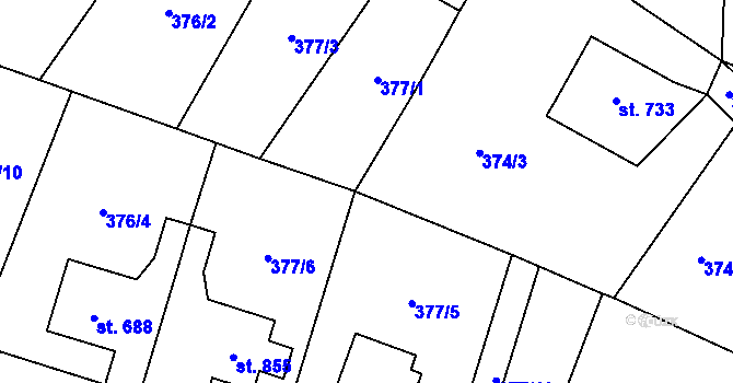 Parcela st. 377/11 v KÚ Doudleby nad Orlicí, Katastrální mapa