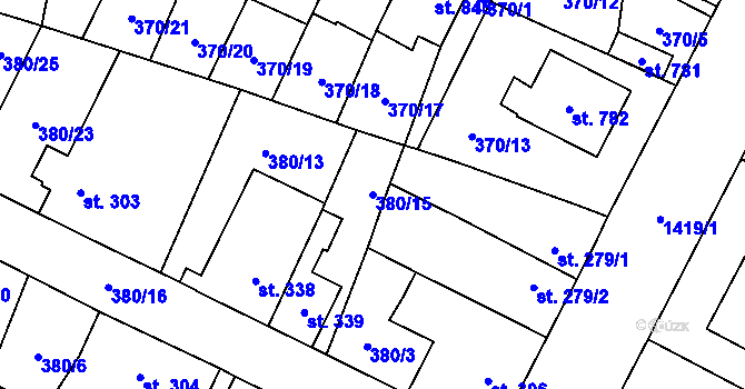 Parcela st. 380/15 v KÚ Doudleby nad Orlicí, Katastrální mapa