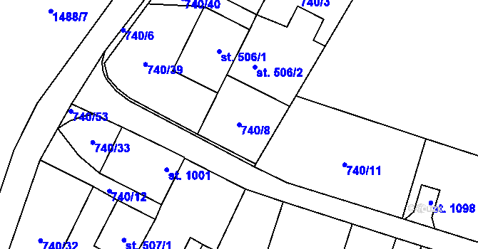 Parcela st. 740/8 v KÚ Doudleby nad Orlicí, Katastrální mapa