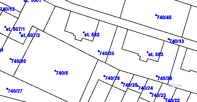 Parcela st. 740/35 v KÚ Doudleby nad Orlicí, Katastrální mapa