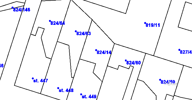 Parcela st. 824/14 v KÚ Doudleby nad Orlicí, Katastrální mapa