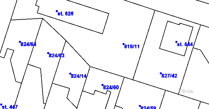 Parcela st. 827/2 v KÚ Doudleby nad Orlicí, Katastrální mapa